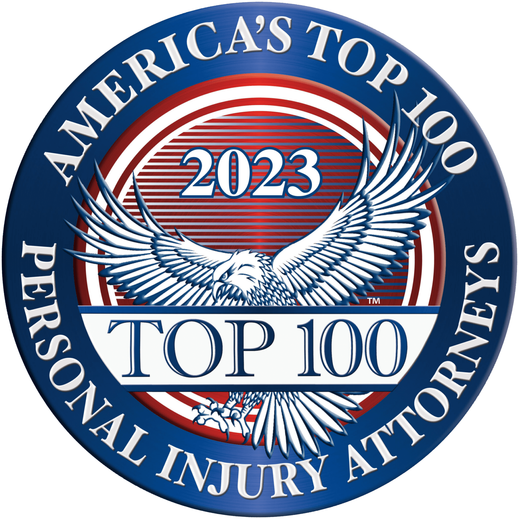 Insignia de los 100 mejores abogados de lesiones personales de Estados Unidos 2023