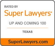 Insignia Super Lawyers naranja, gris, blanca, Texas 100