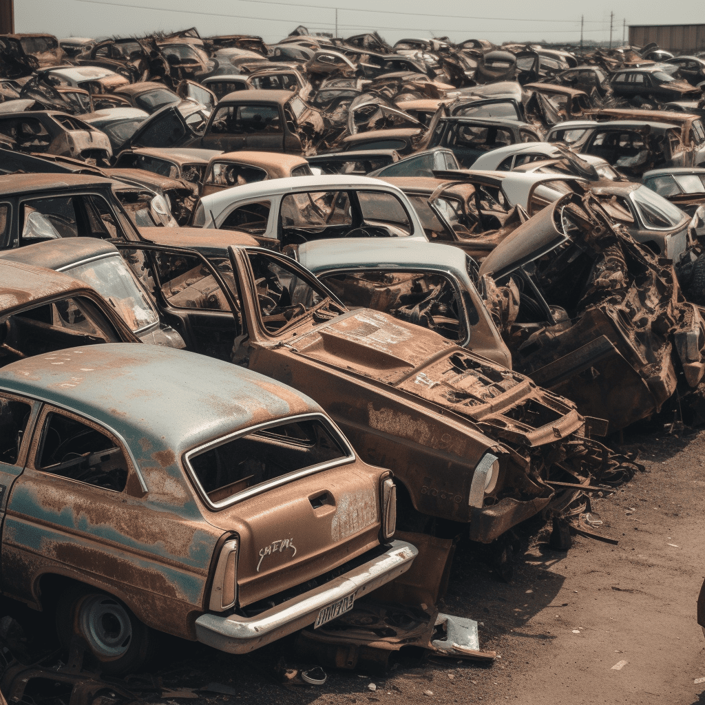 Un desguace lleno de coches averiados