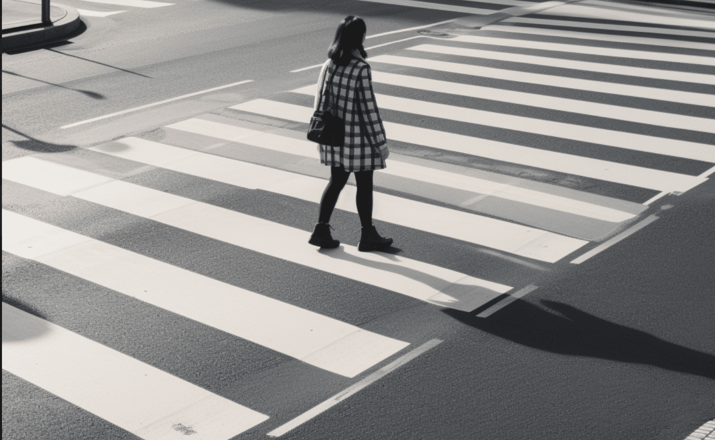 A woman crossing the street