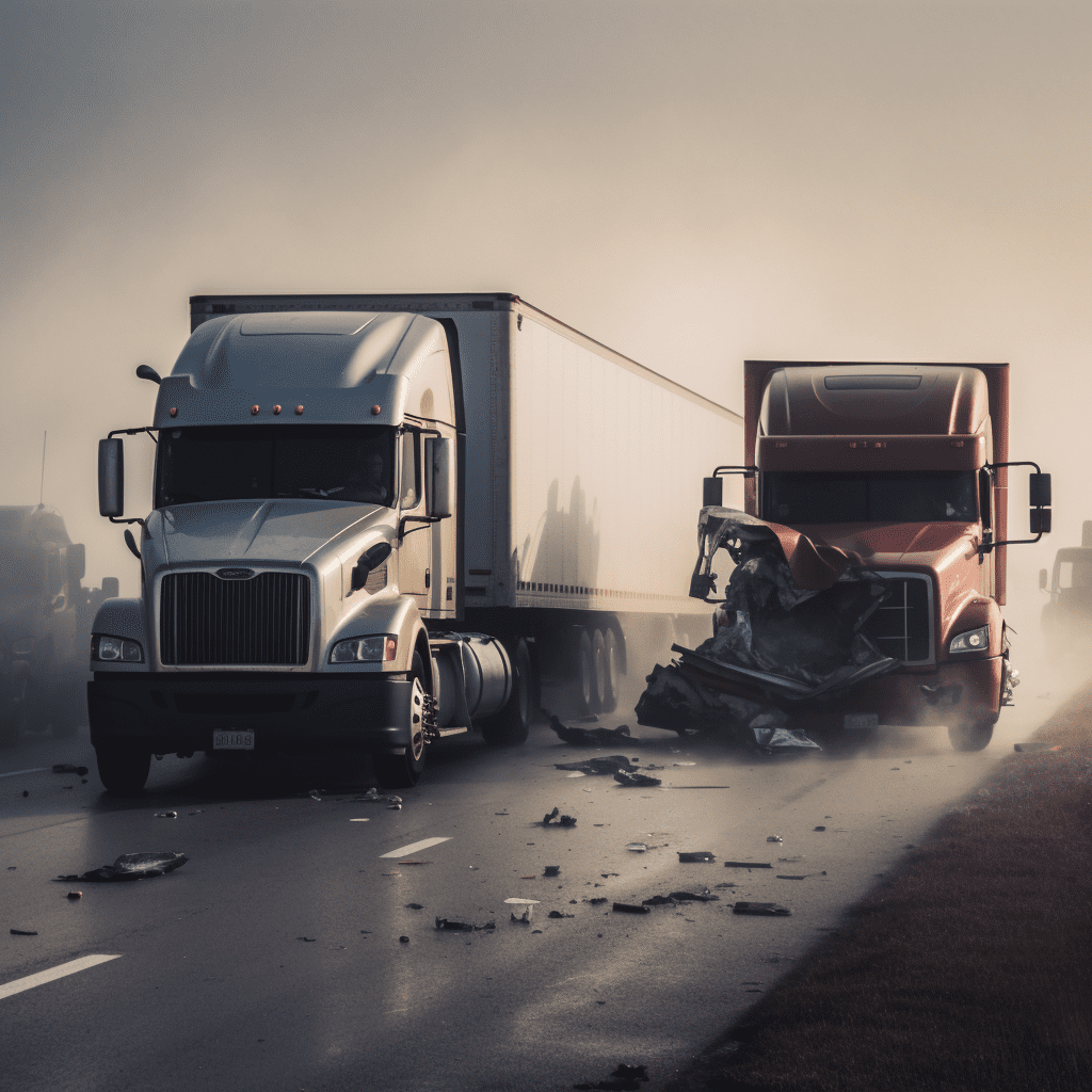 Two trucks colliding on a highway